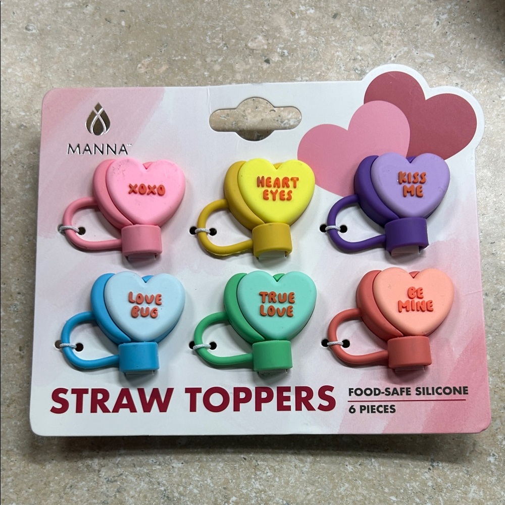 Anna Heart Straw Toppers Set - Multicolor